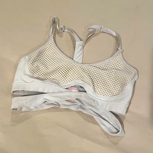 Beige and white Bombshell Sportswear bra